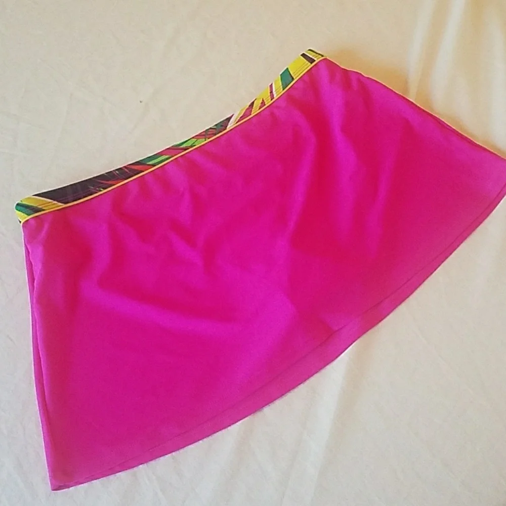 Jaclyn Smith Fuchsia Bikini Skirt with Colorful Trim - Picture 1 of 8